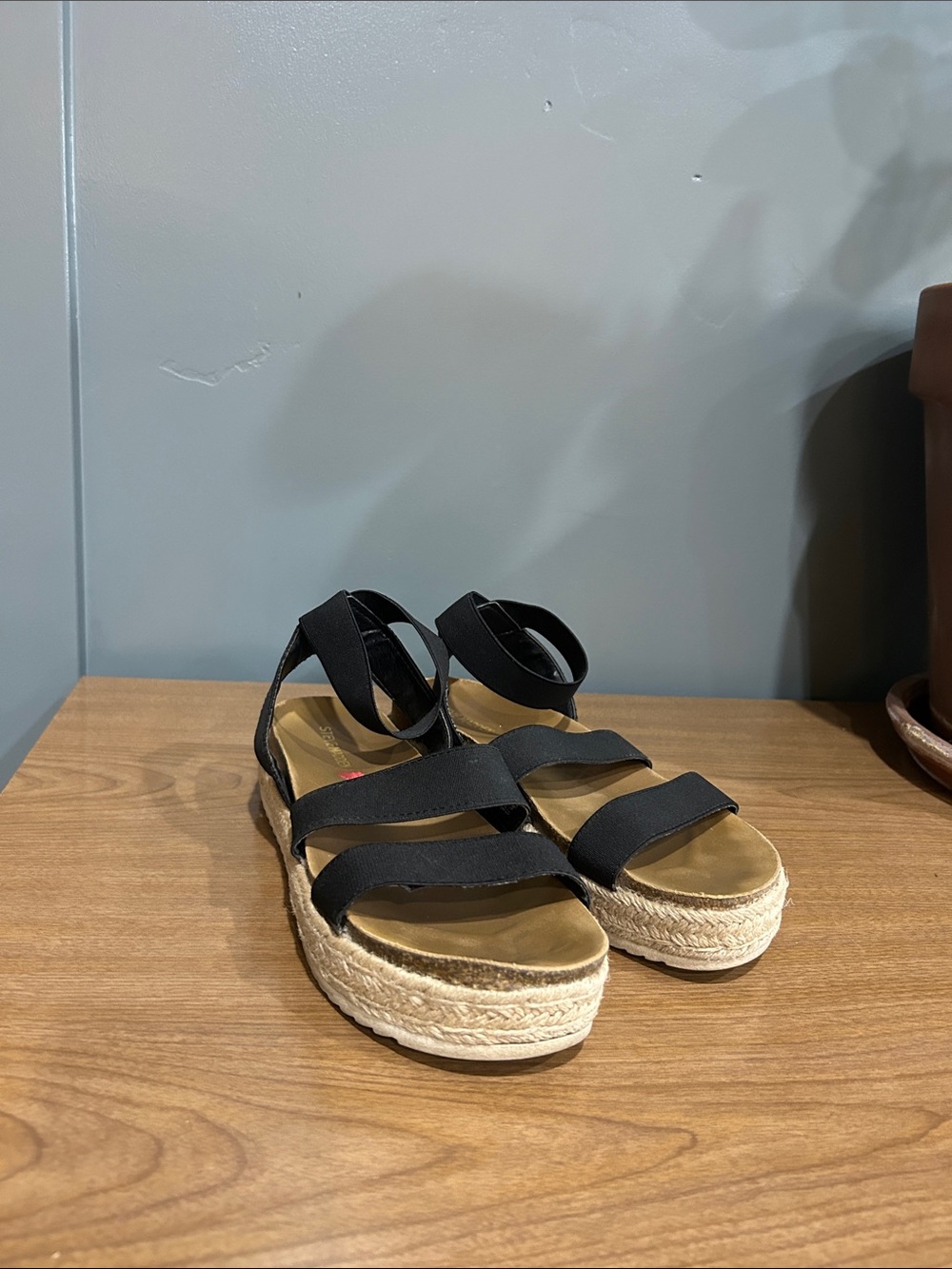 Steve Madden Black Espadrille Platform Sandals